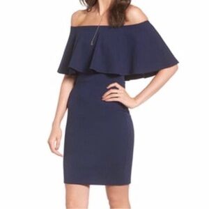 NWT Soprano Navy Off Shoulder Ruffle Dress